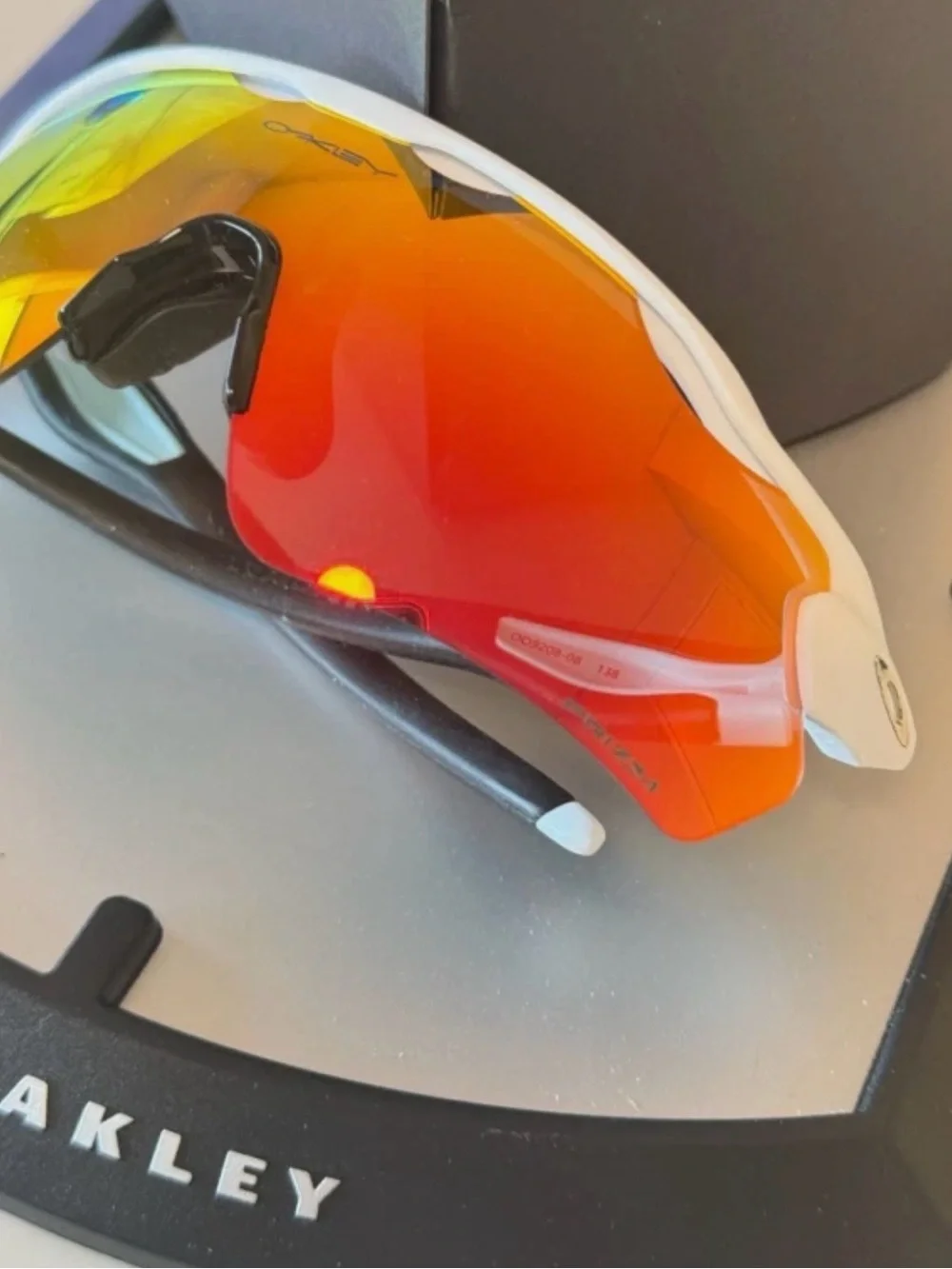 Oakley EVZero Sunglasses - White Frame with Red/Yellow Prizm Lens